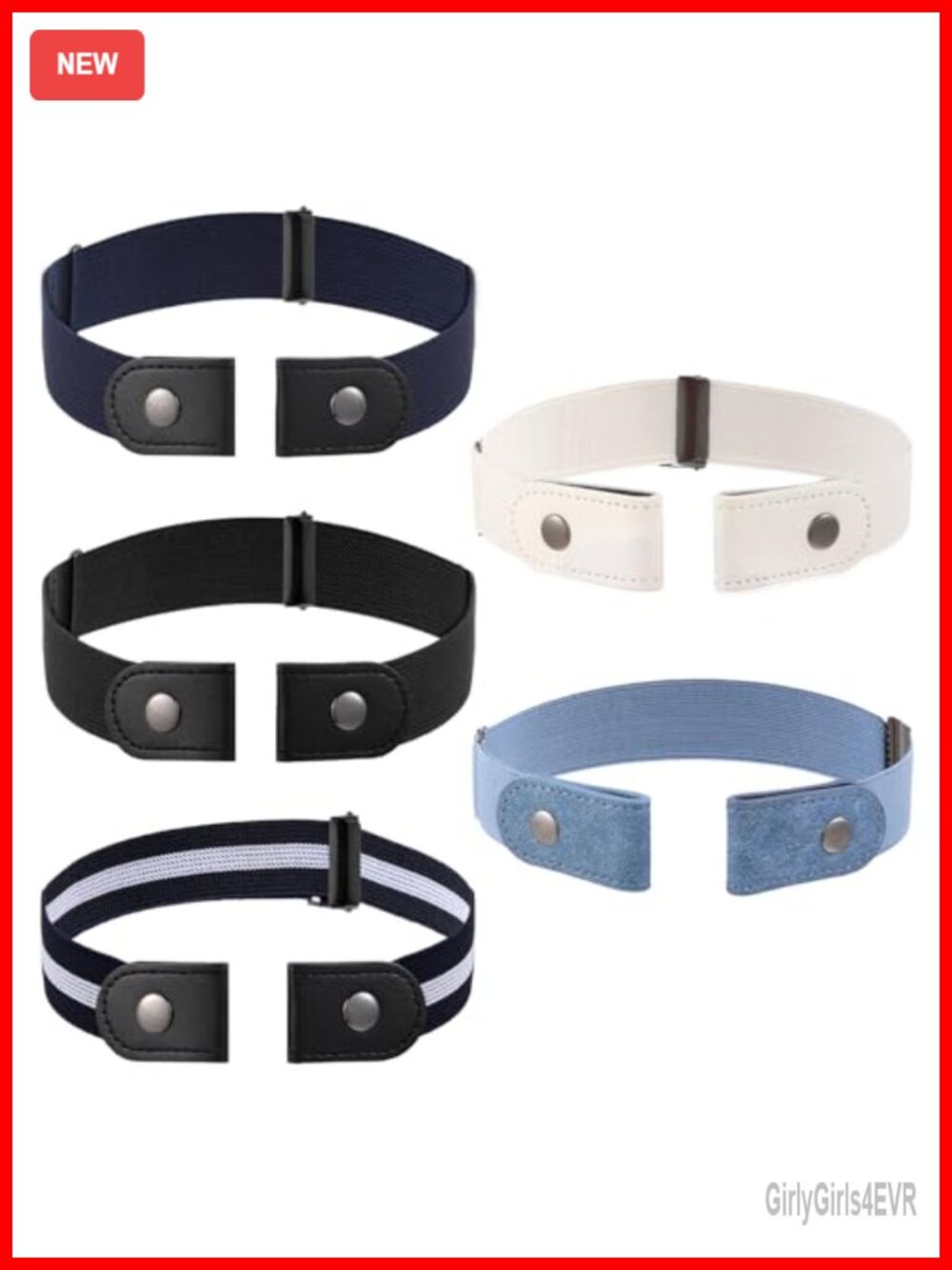 5 Pack No Buckle Invisible Stretch Belt, Comfortable Elastic Belts for Women